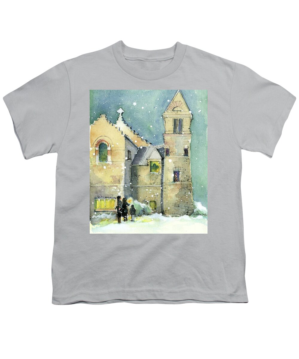Episcopalian Church Youth T-Shirt featuring the painting Neighbor church by Rebecca Matthews