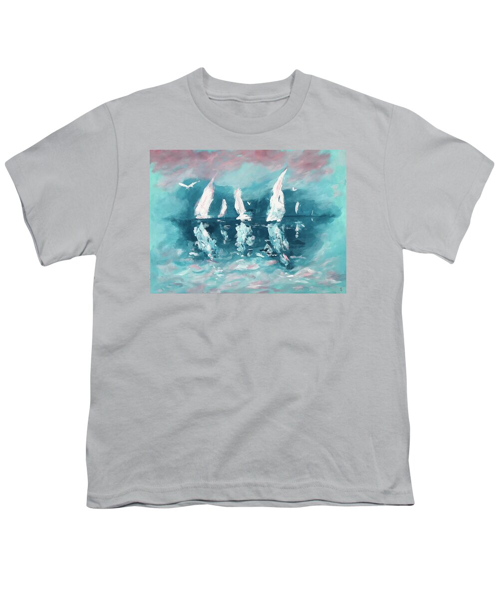 Art Youth T-Shirt featuring the painting Offshore by Deborah Smith