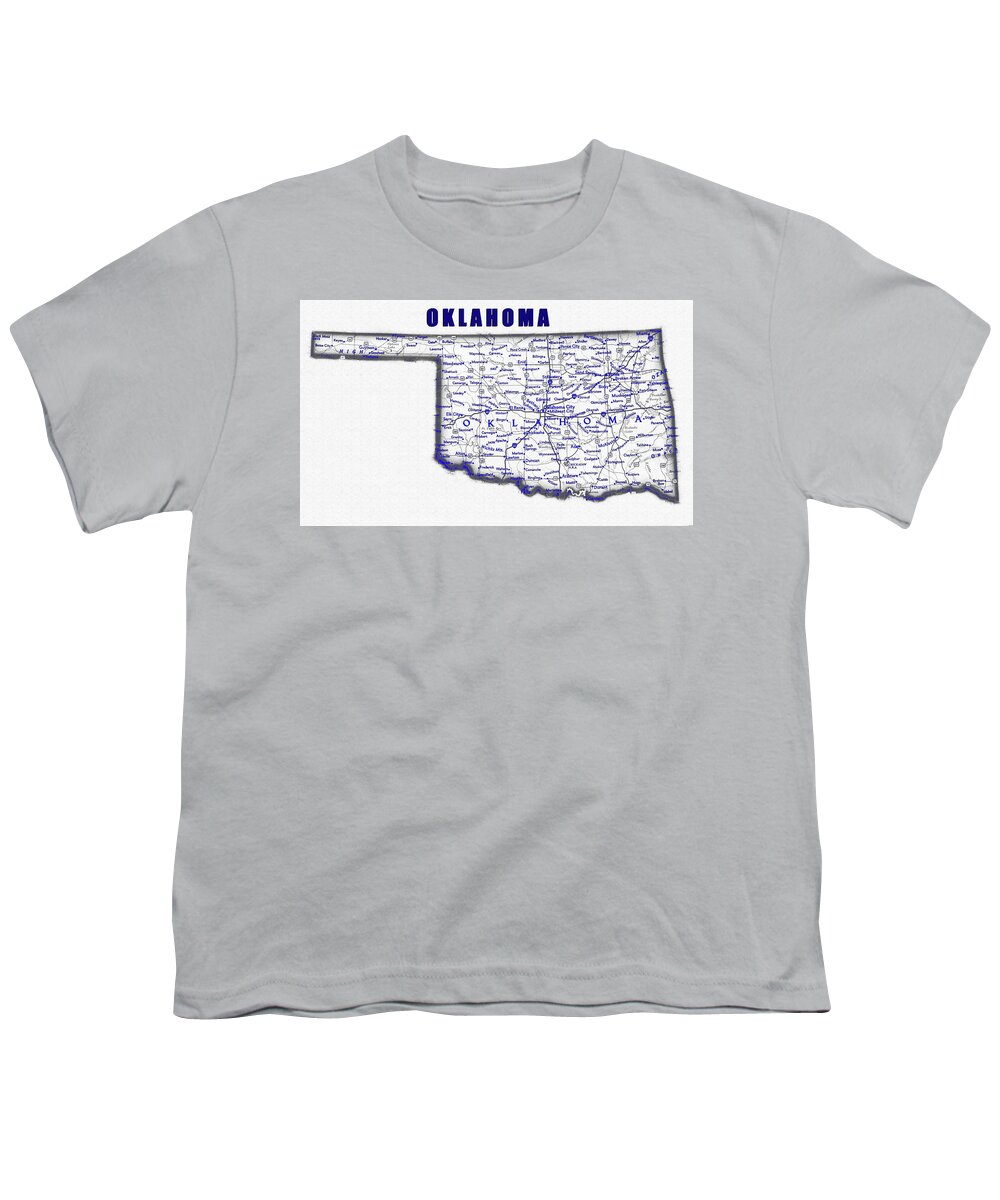 Oklahoma Youth T-Shirt featuring the digital art Oklahoma blue print work by David Lee Thompson