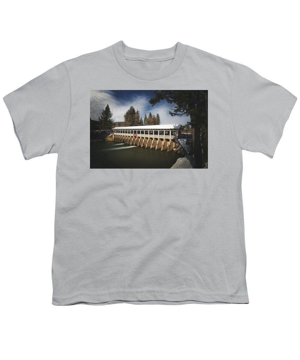 Lake Tahoe Dam Youth T-Shirt featuring the photograph On a Lovely Winter Day by Laurie Search