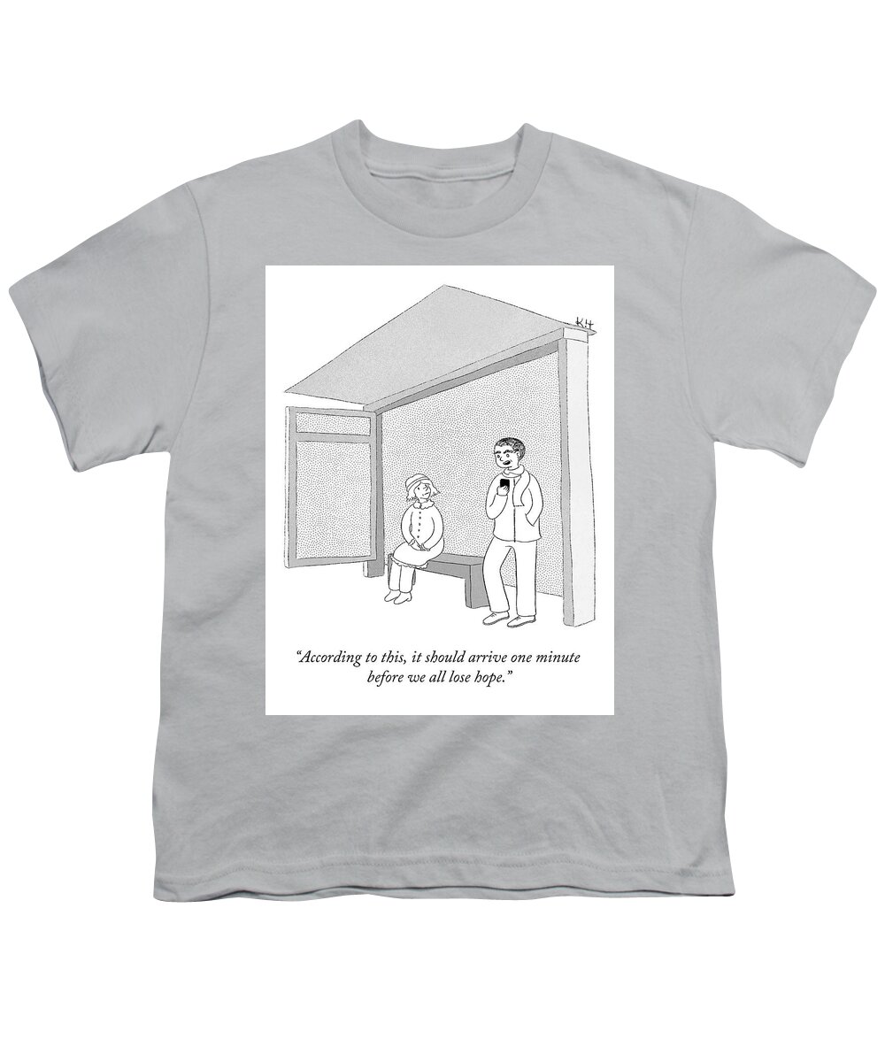 According To This Youth T-Shirt featuring the drawing One Minute Before We All Lose Hope by Kit Fraser