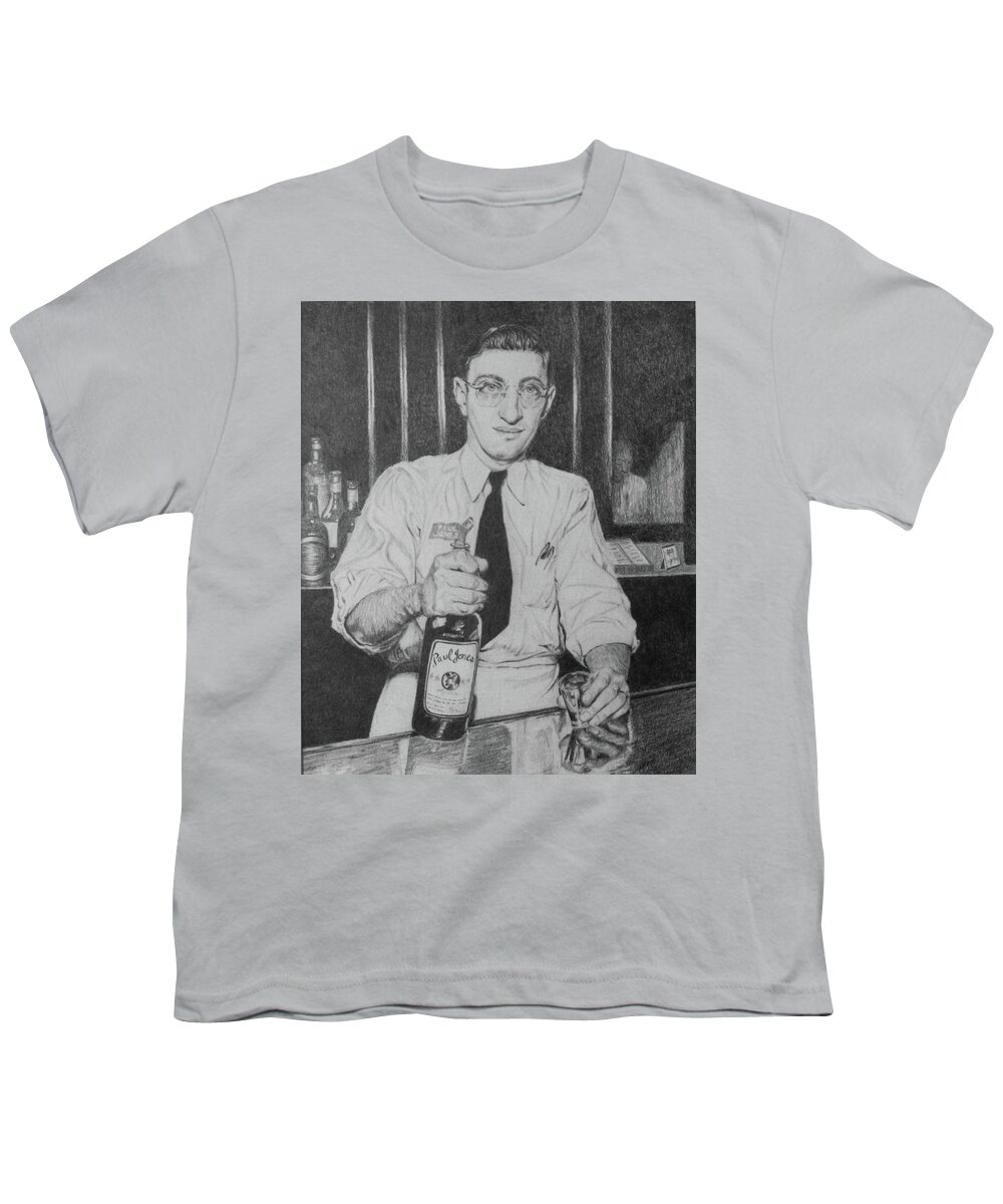 Bartender Youth T-Shirt featuring the drawing Peter at the Paradise by Kelly Speros