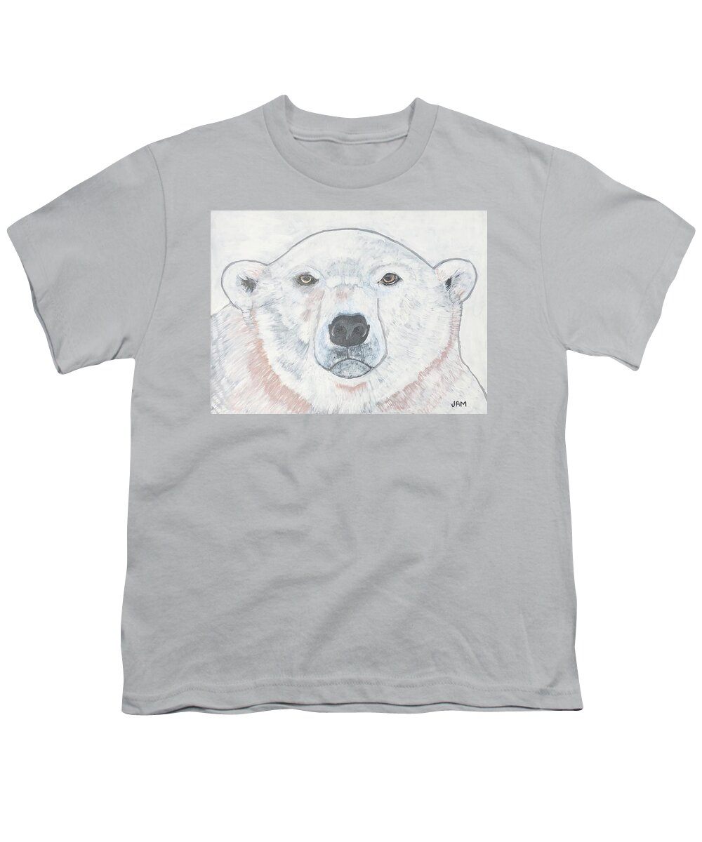  Youth T-Shirt featuring the painting Polar Bear by Jam Art