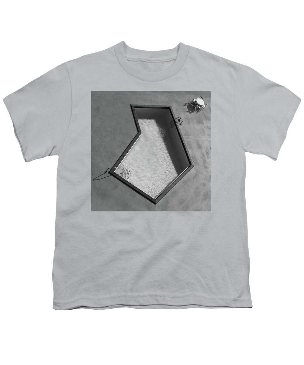 Swimming Pool Youth T-Shirt featuring the photograph Pool Modern Bw by Laura Fasulo