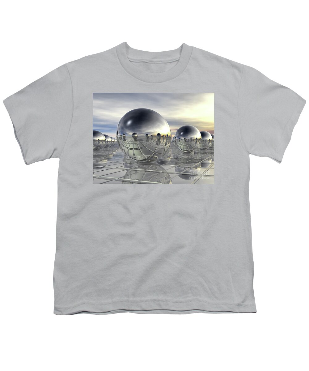 Surreal Youth T-Shirt featuring the digital art Reflecting 3D Spheres by Phil Perkins
