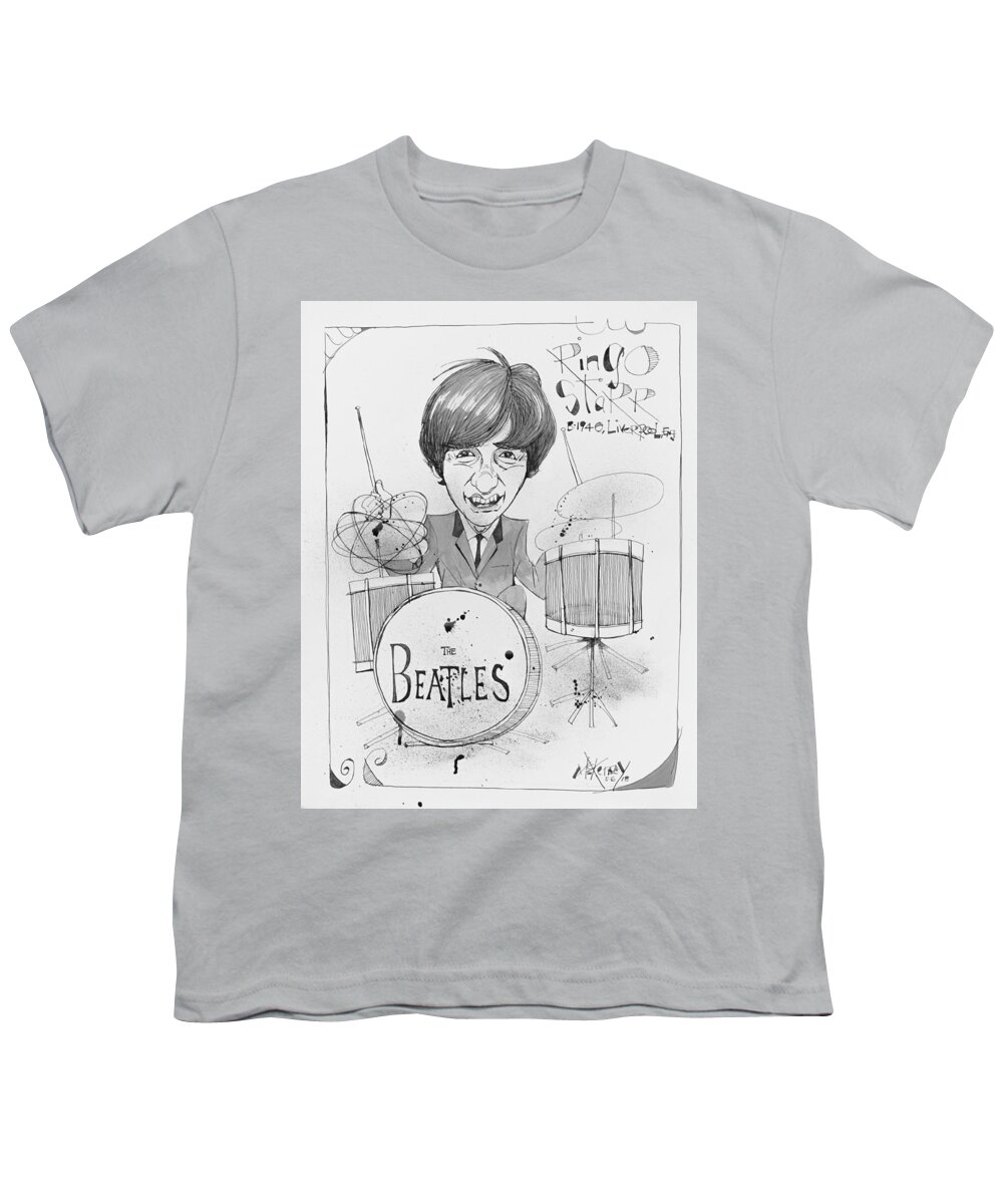  Youth T-Shirt featuring the drawing Ringo Starr by Phil Mckenney