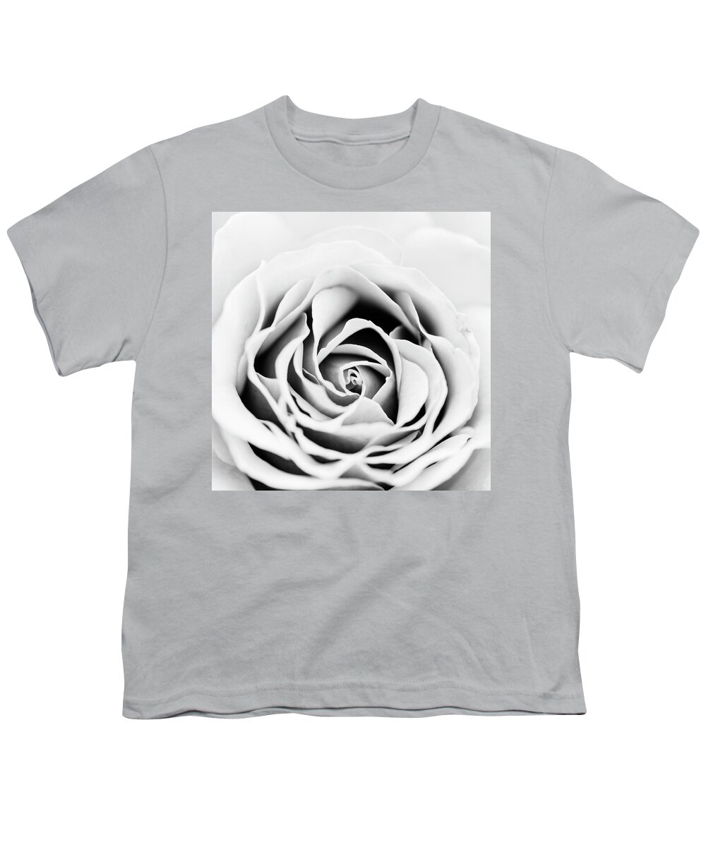 Rose Youth T-Shirt featuring the photograph Rose Center in Black and White by Vishwanath Bhat