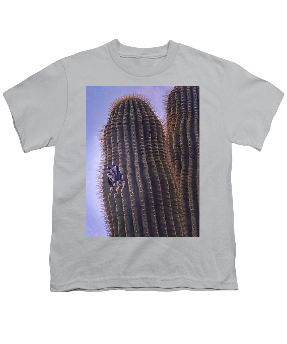 Owls Youth T-Shirt featuring the photograph Screech Owl in Giant Cactus by Judy Kennedy