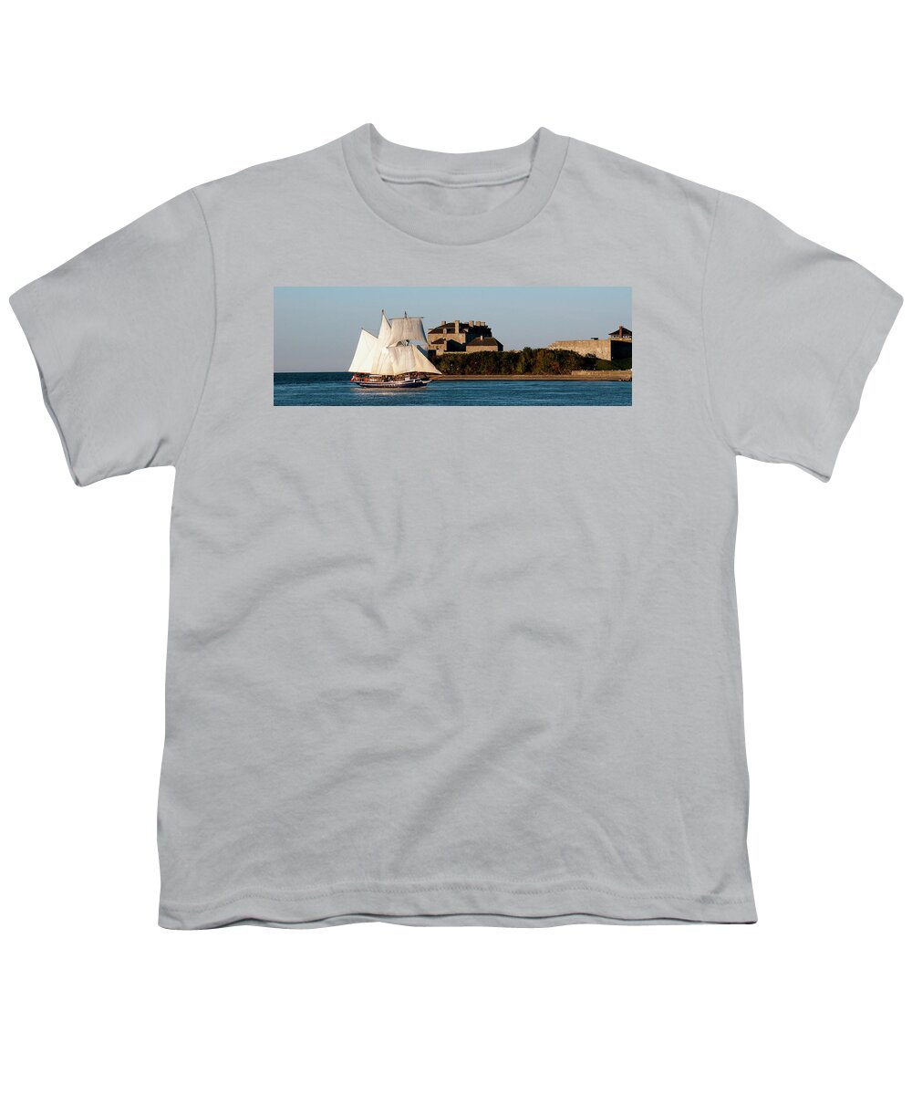 Schooner Youth T-Shirt featuring the photograph Sea King Passes Fort Niagara - Niagara on the Lake by Kenneth Lane Smith