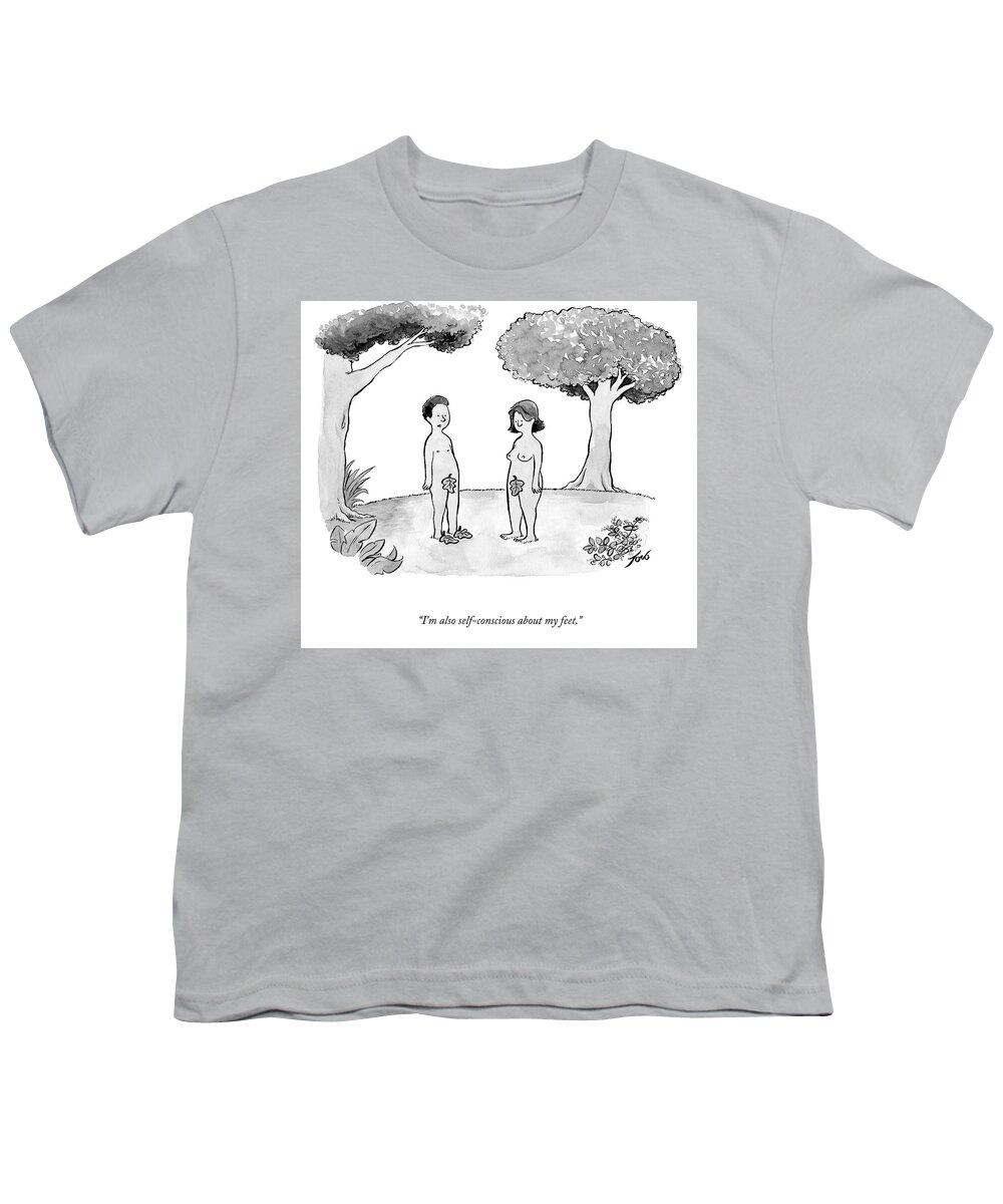 A25017 Youth T-Shirt featuring the drawing Self Conscious About My Feet by Tom Toro