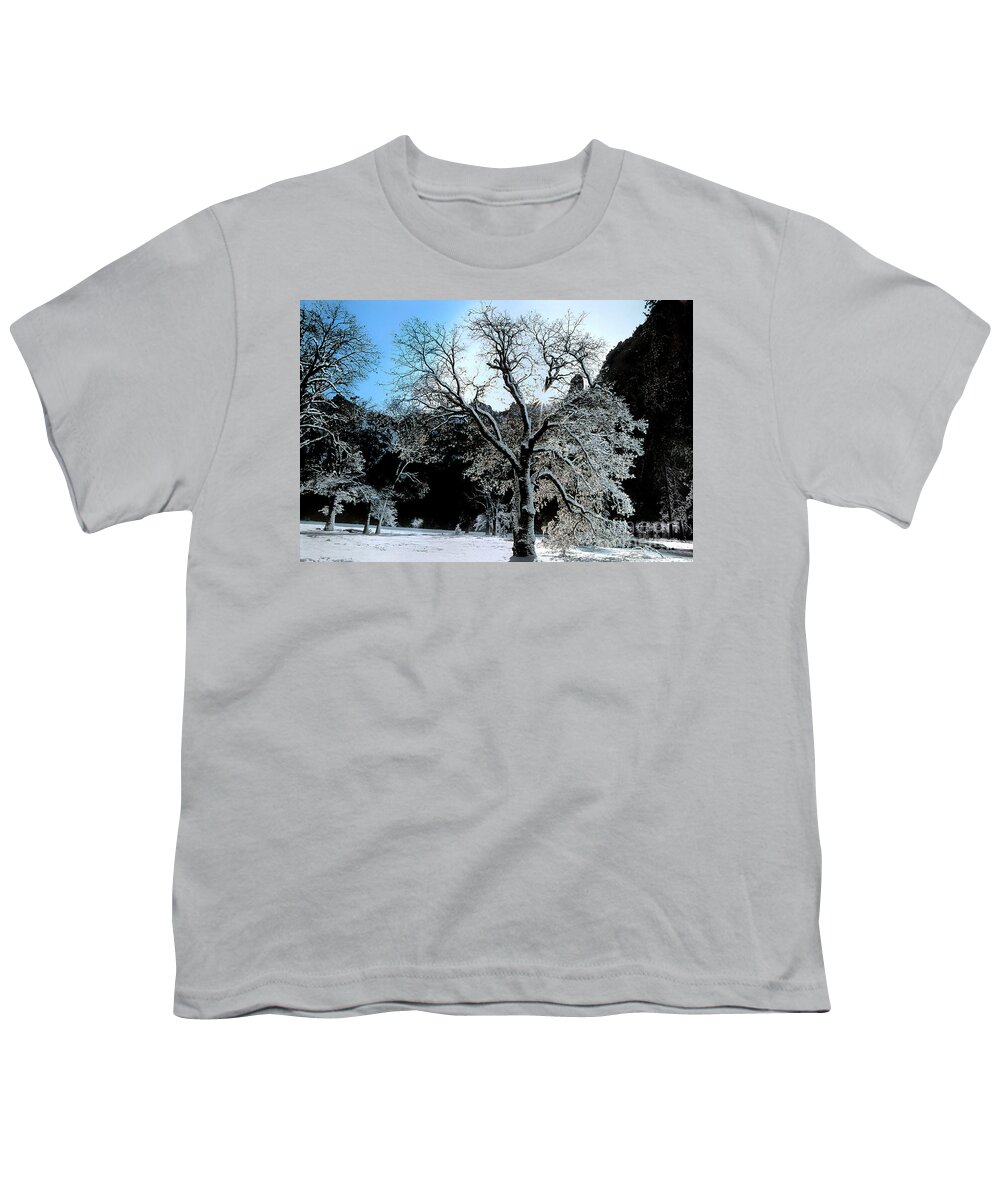 Dave Welling Youth T-Shirt featuring the photograph Snow Covered Black Oaks Quercus Kelloggii Yosemite by Dave Welling