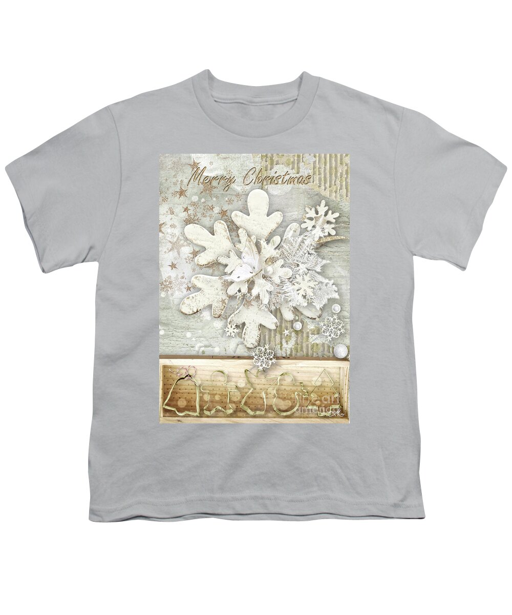Snowflake For Christmas Youth T-Shirt featuring the mixed media Snowflake for Christmas by Mo T