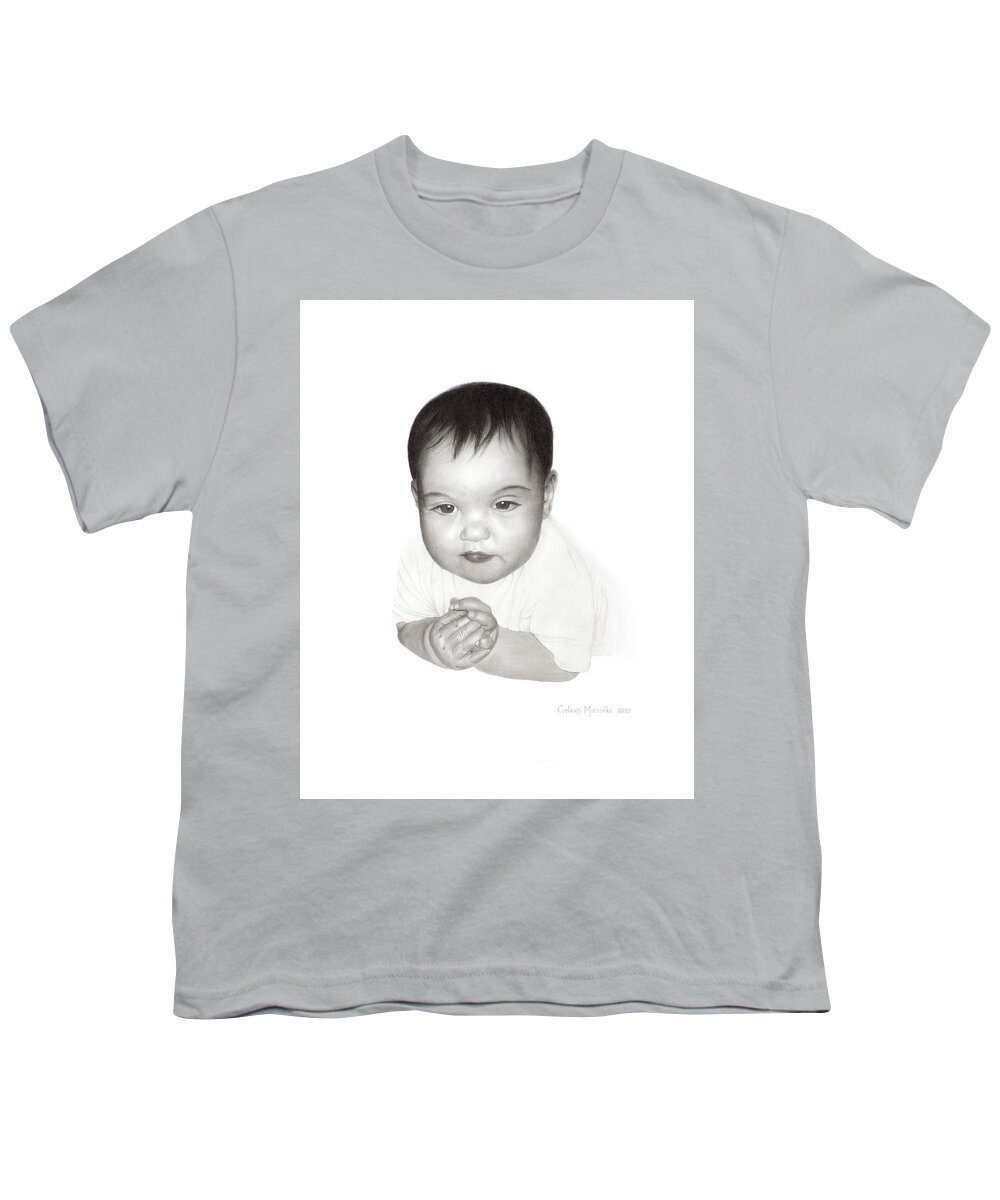Portrait Youth T-Shirt featuring the drawing Stephanie by Conrad Mieschke