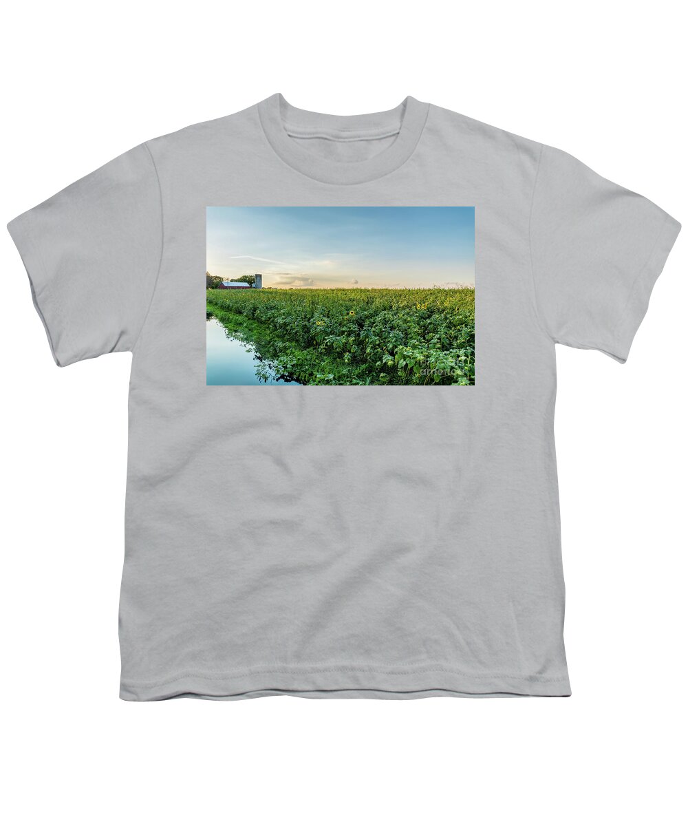 Sunflower Youth T-Shirt featuring the photograph Sunflower Field Reflections by Jennifer White