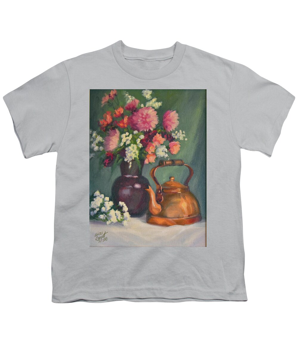Still Life Youth T-Shirt featuring the painting Tea Time by Alice Leggett