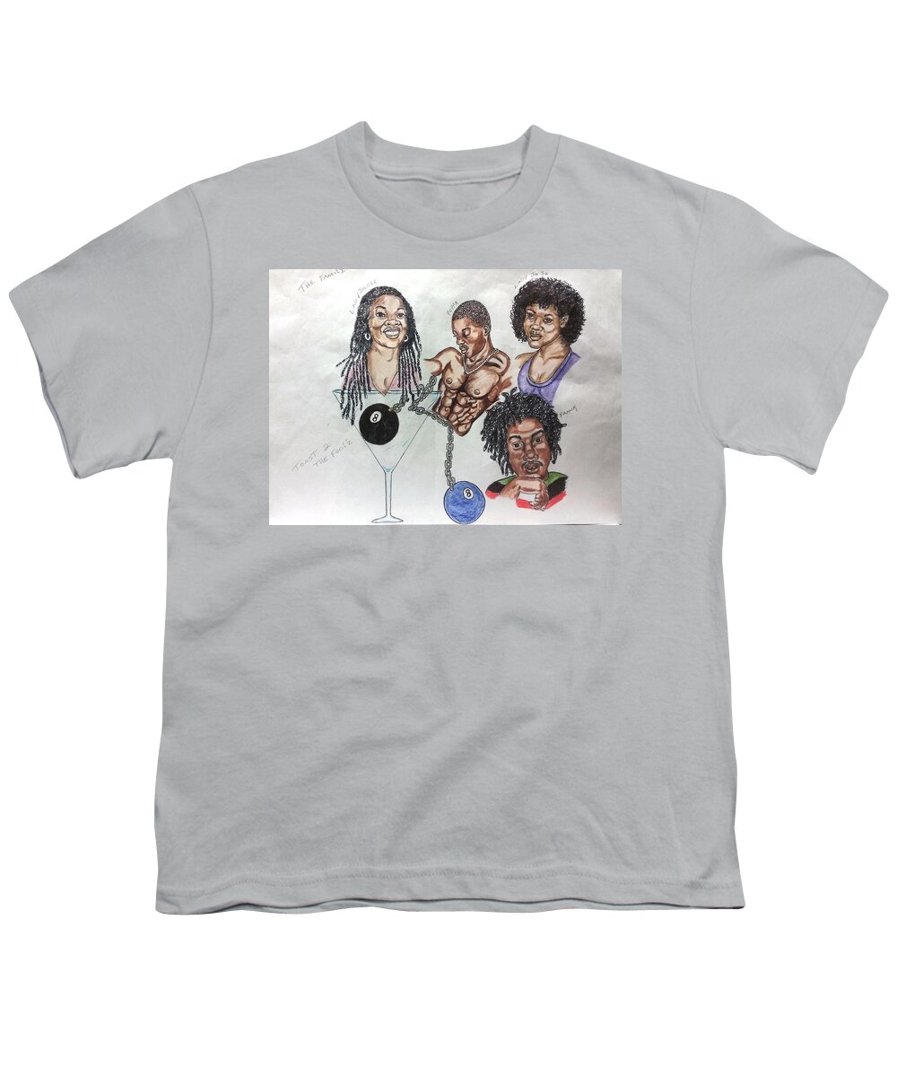 Black Art Youth T-Shirt featuring the drawing The Family by Joedee