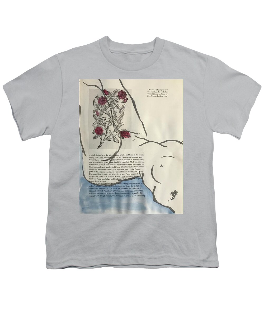 Life Drawing Youth T-Shirt featuring the drawing The Rose Without Prickles by M Bellavia
