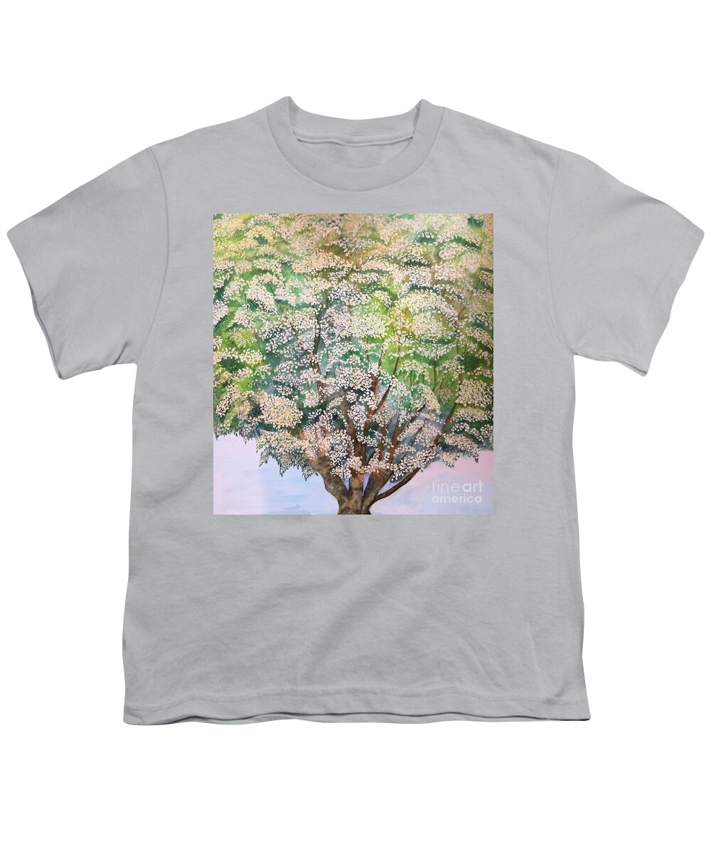 Blooming Youth T-Shirt featuring the painting Trees is Winton, Summer by Kate Conaboy
