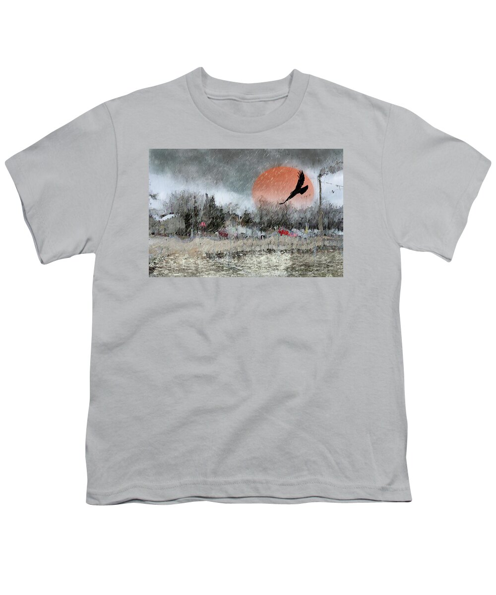 Abstract Art Youth T-Shirt featuring the mixed media Visual Story Of Our Difficult Times Or Anticipation by Aleksandrs Drozdovs