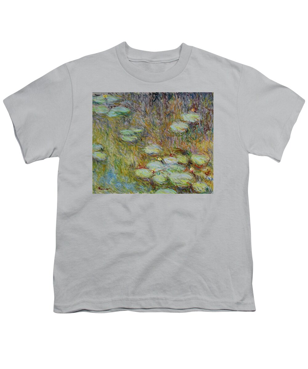 Water Lilies Youth T-Shirt featuring the painting Waterlelie Nymphaea Nr.20 by Pierre Dijk