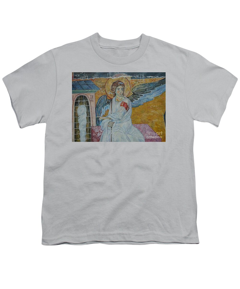White Angel Youth T-Shirt featuring the painting White Angel by Sinisa Saratlic