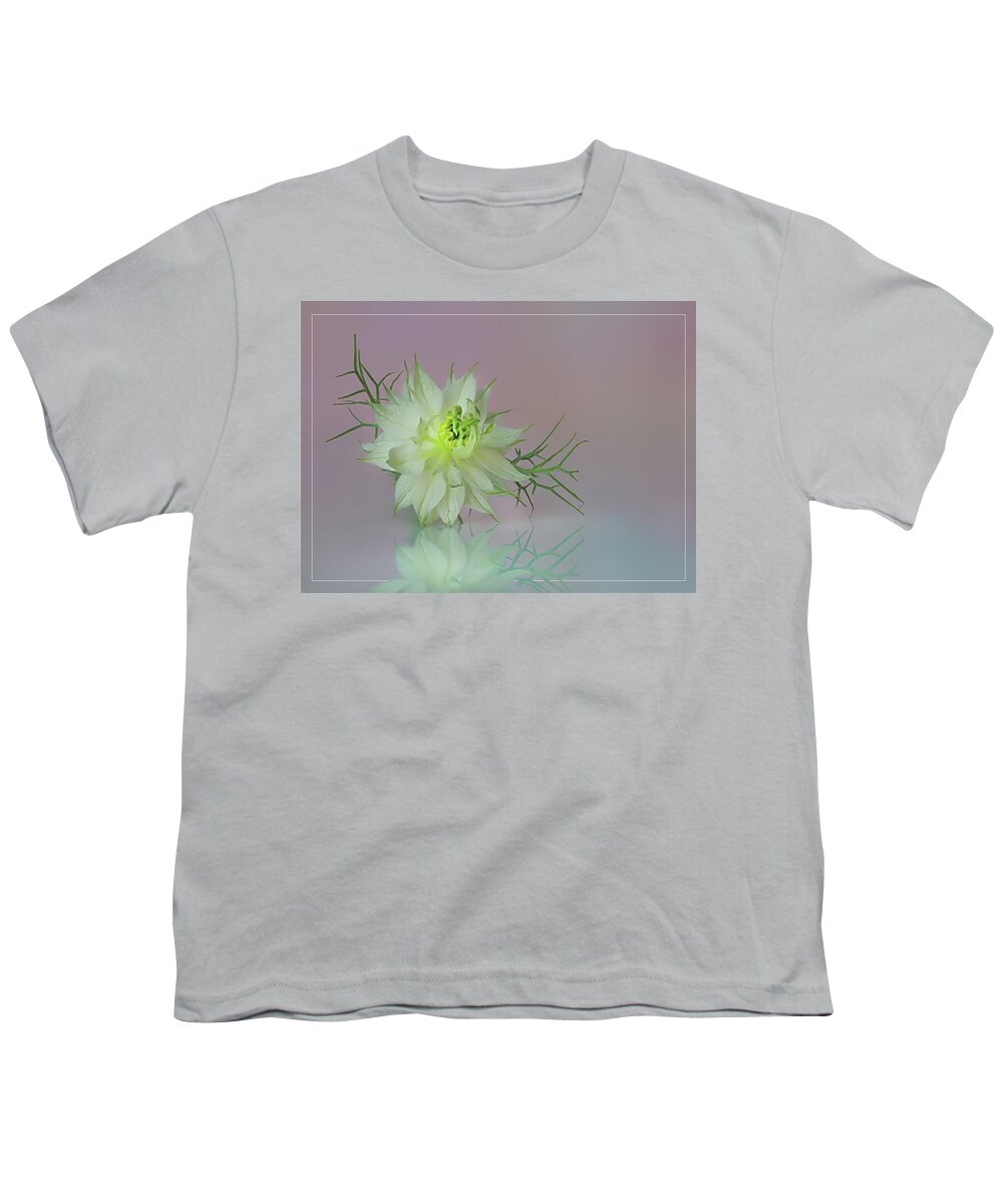 Nigella Youth T-Shirt featuring the photograph White Nigella and its reflection by Sylvia Goldkranz
