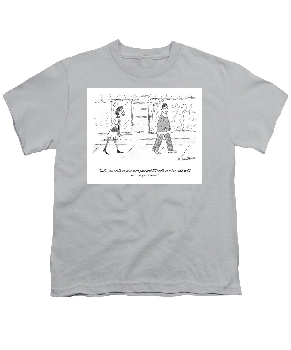 A27463 Youth T-Shirt featuring the drawing Who Gets Where by Victoria Roberts