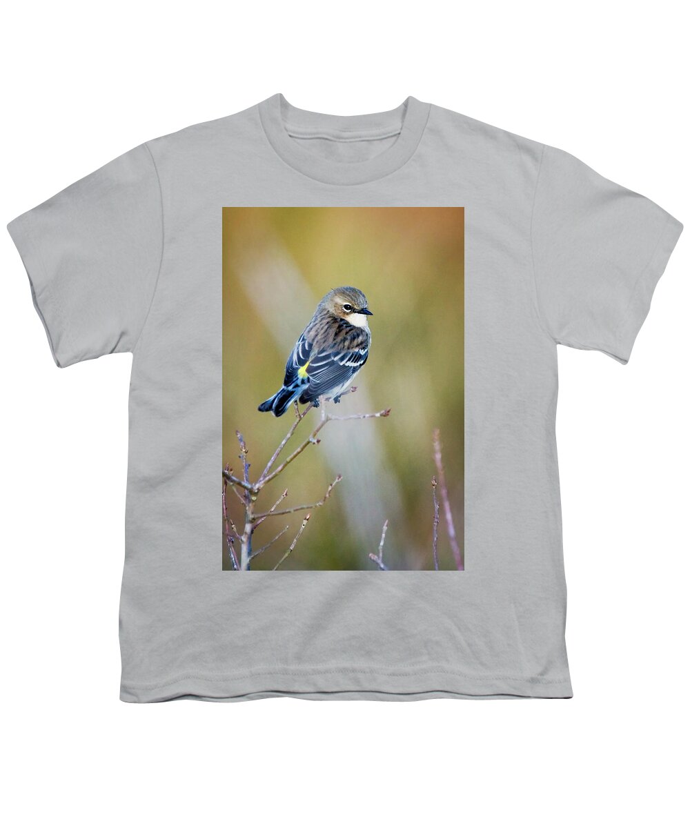 Yellow Rumped Warbler Youth T-Shirt featuring the photograph Yellow Rumped Warbler at Patsy Pond in the Croatan National Forest by Bob Decker