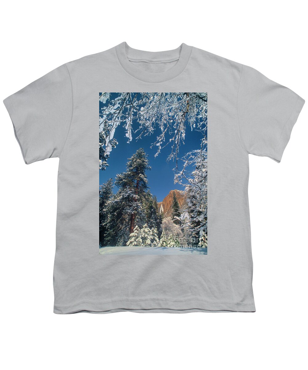 Dave Welling Youth T-Shirt featuring the photograph Yosemite Falls Winter Yosemite National Park by Dave Welling