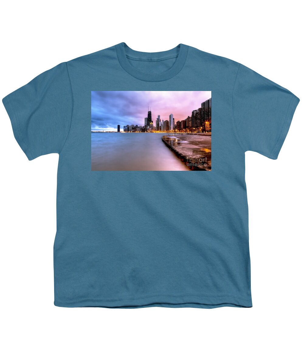 Chicago Youth T-Shirt featuring the photograph 0865 Chicago Sunrise by Steve Sturgill