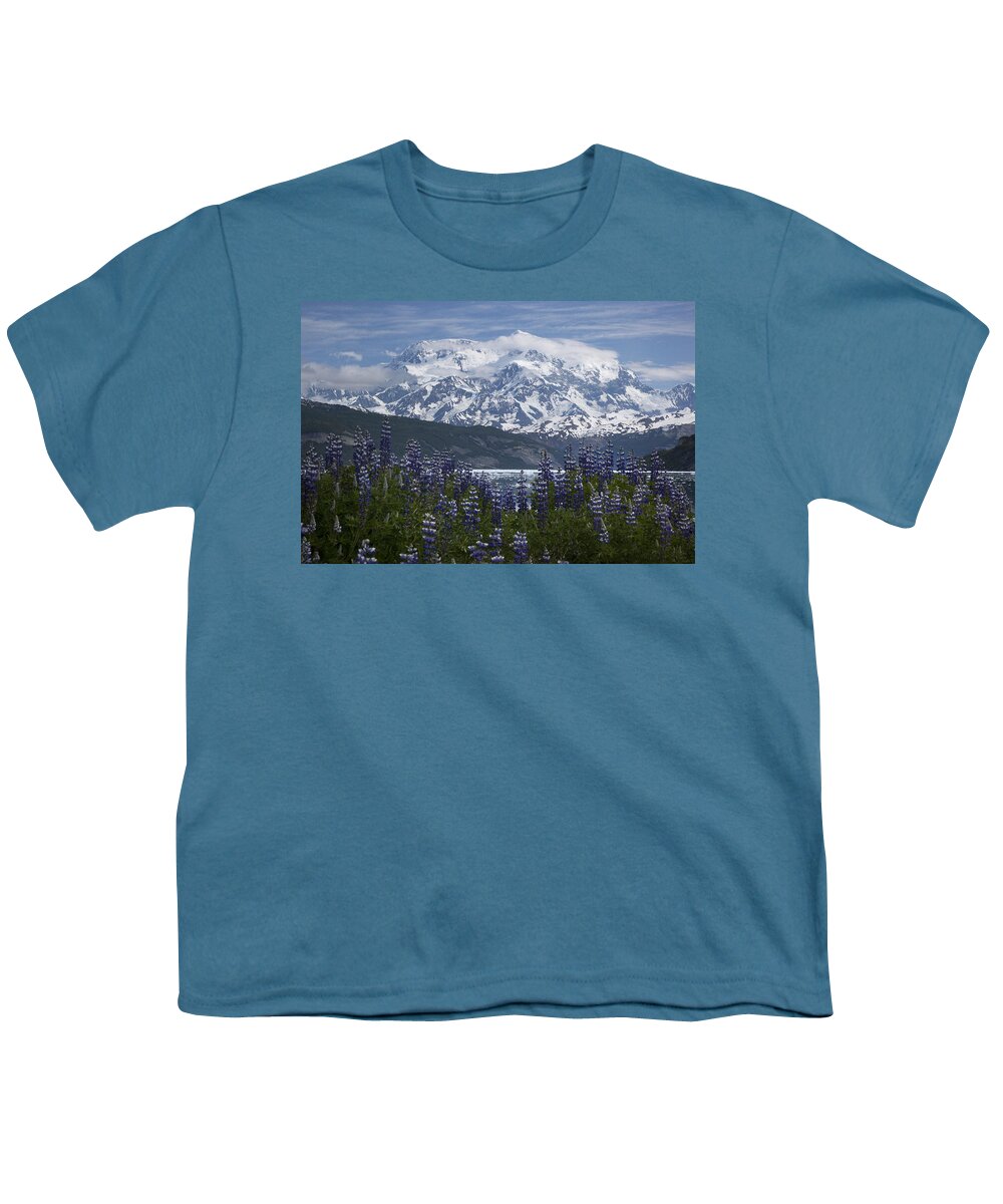 00477995 Youth T-Shirt featuring the photograph Lupine And Mount Elias #2 by Matthias Breiter