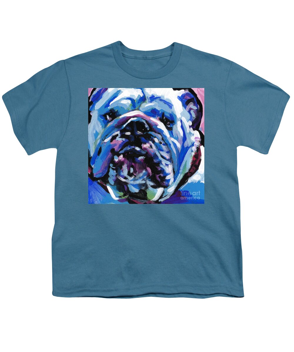 Bulldog Youth T-Shirt featuring the painting Full of Bull #2 by Lea S