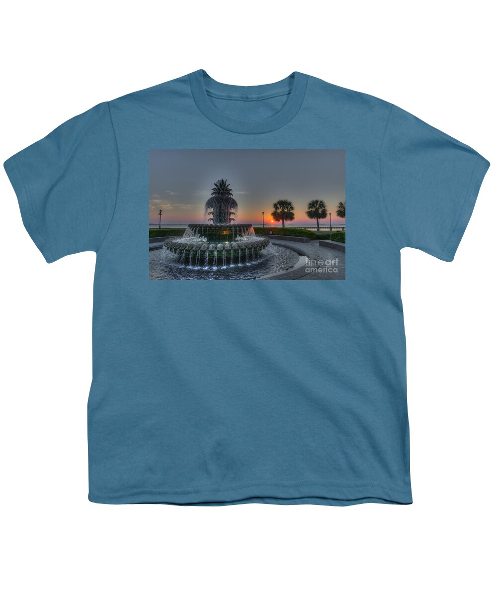 Pineapple Fountain Youth T-Shirt featuring the photograph Pineapple Sunrise by Dale Powell