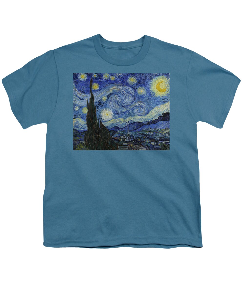 1889 Youth T-Shirt featuring the painting The Starry Night #5 by Vincent van Gogh