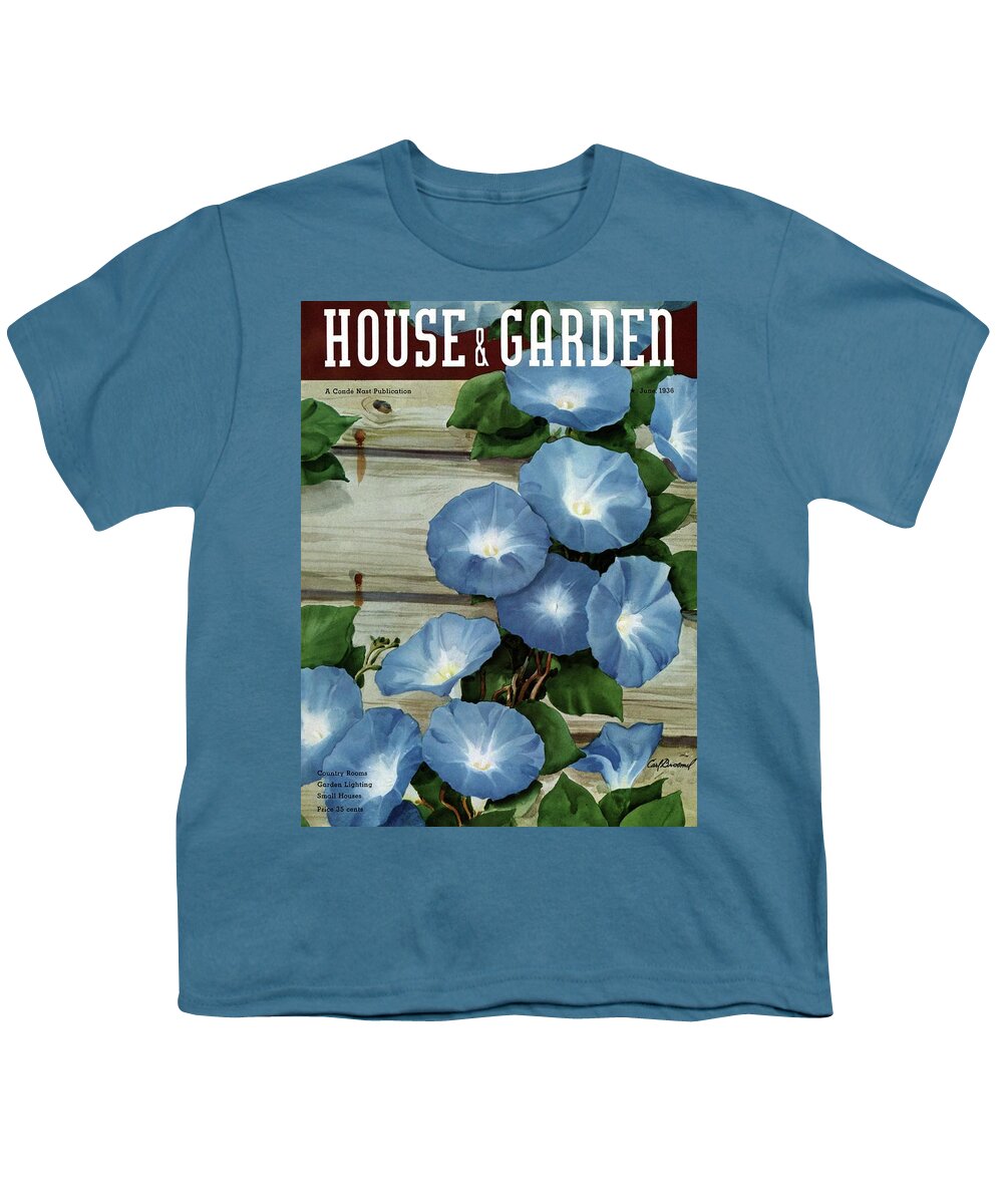 Illustration Youth T-Shirt featuring the photograph A House And Garden Cover Of Flowers by Carl Broemel