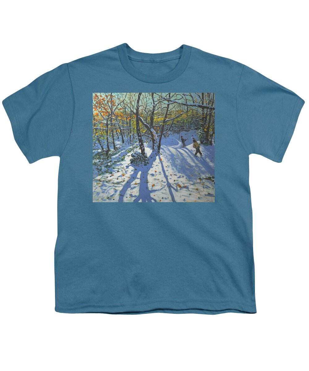 Andrew Macara Youth T-Shirt featuring the painting Allestree Park Woods November by Andrew Macara