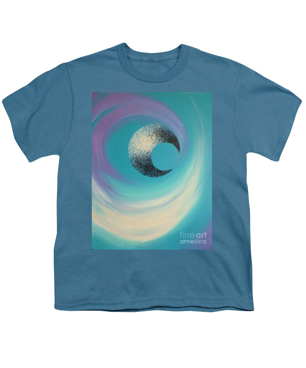 Reina Cottier Youth T-Shirt featuring the painting Aqua Eclipse by Reina Cottier