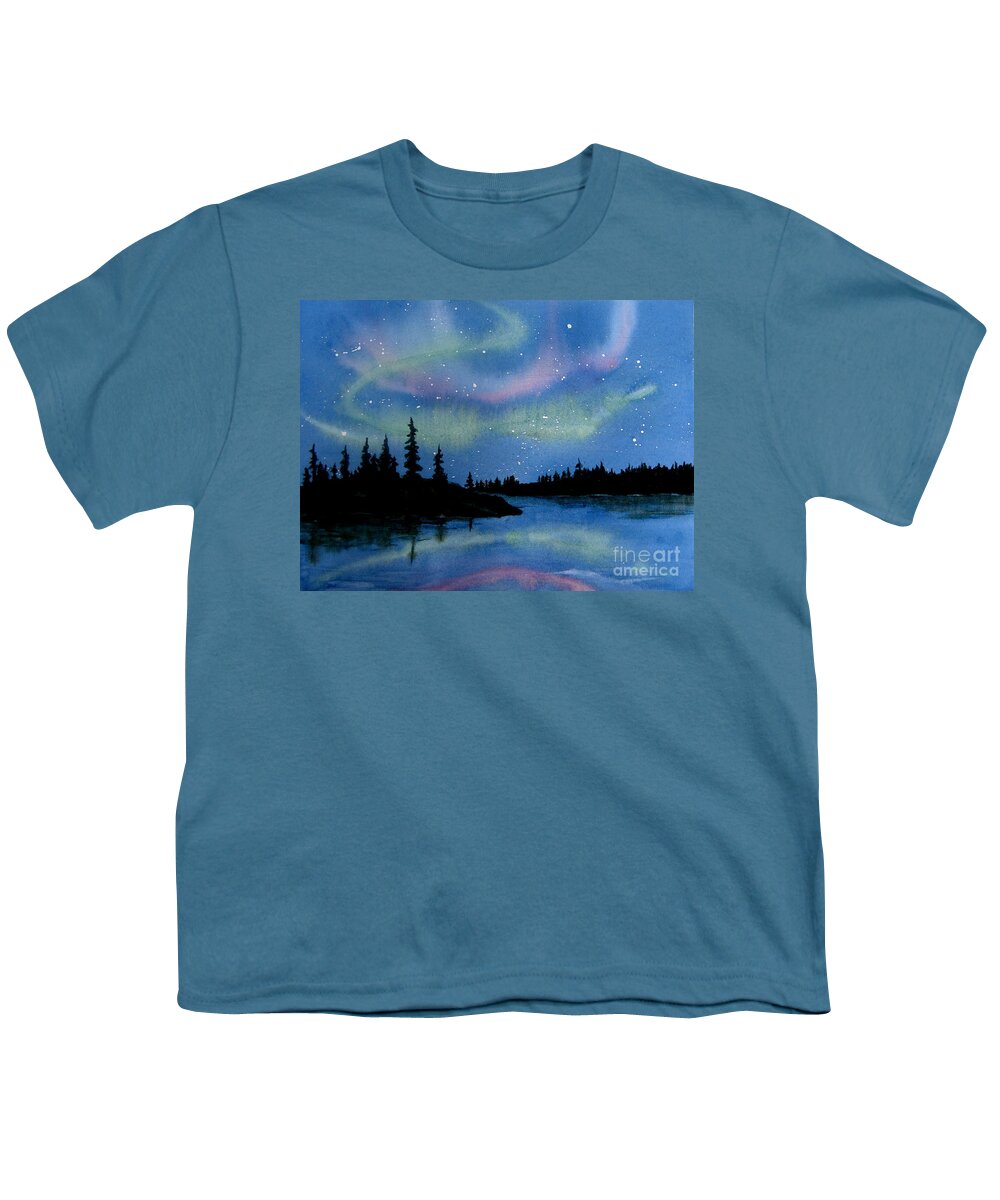 Aurora Landscape Full Printed Short Sleeve Crew Neck Tees Youth T-Shirts Summer Tops for Boys