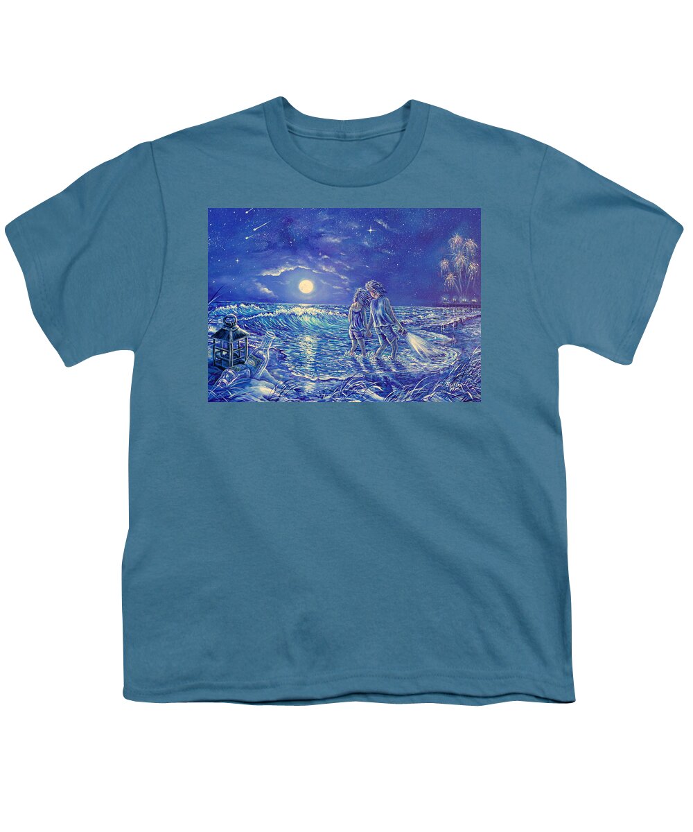 Beach Youth T-Shirt featuring the painting Beach Lites by Gail Butler