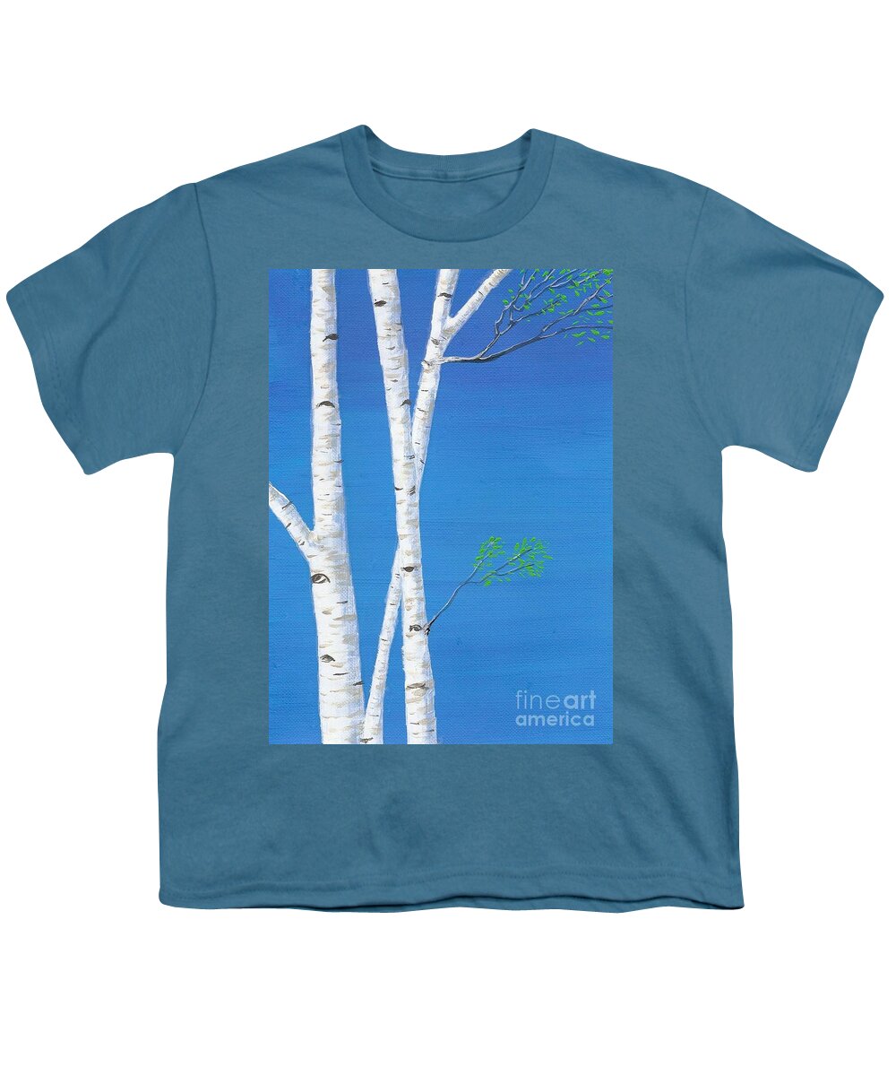 Birch Tree Youth T-Shirt featuring the painting Birch Trees by Mary Scott