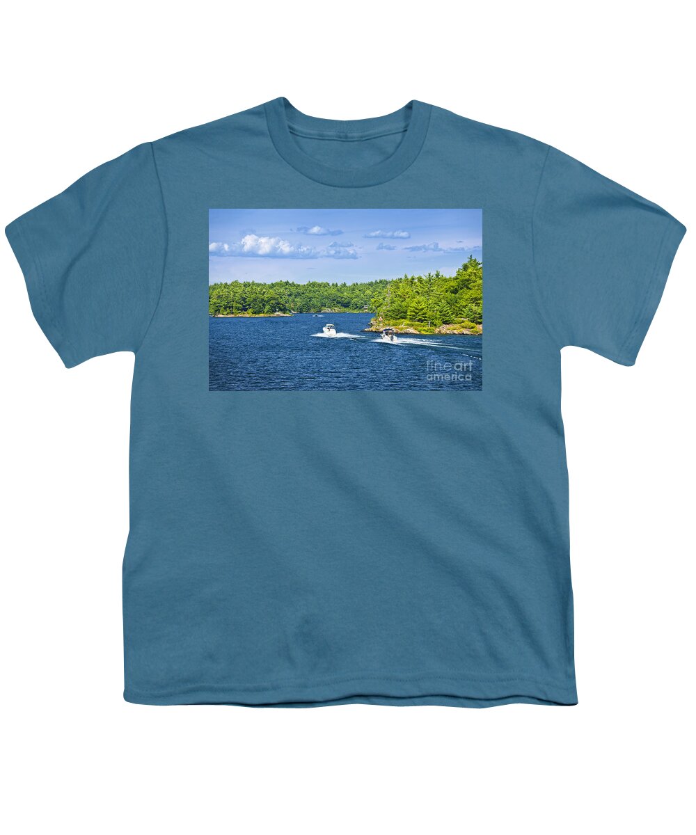 Boats Youth T-Shirt featuring the photograph Boats on Georgian Bay by Elena Elisseeva