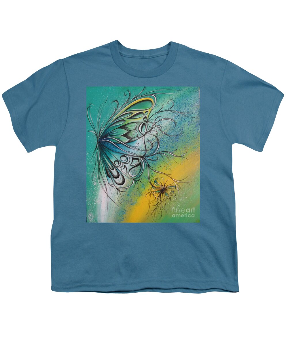 Reina Youth T-Shirt featuring the painting Butterfly 5 by Reina Cottier