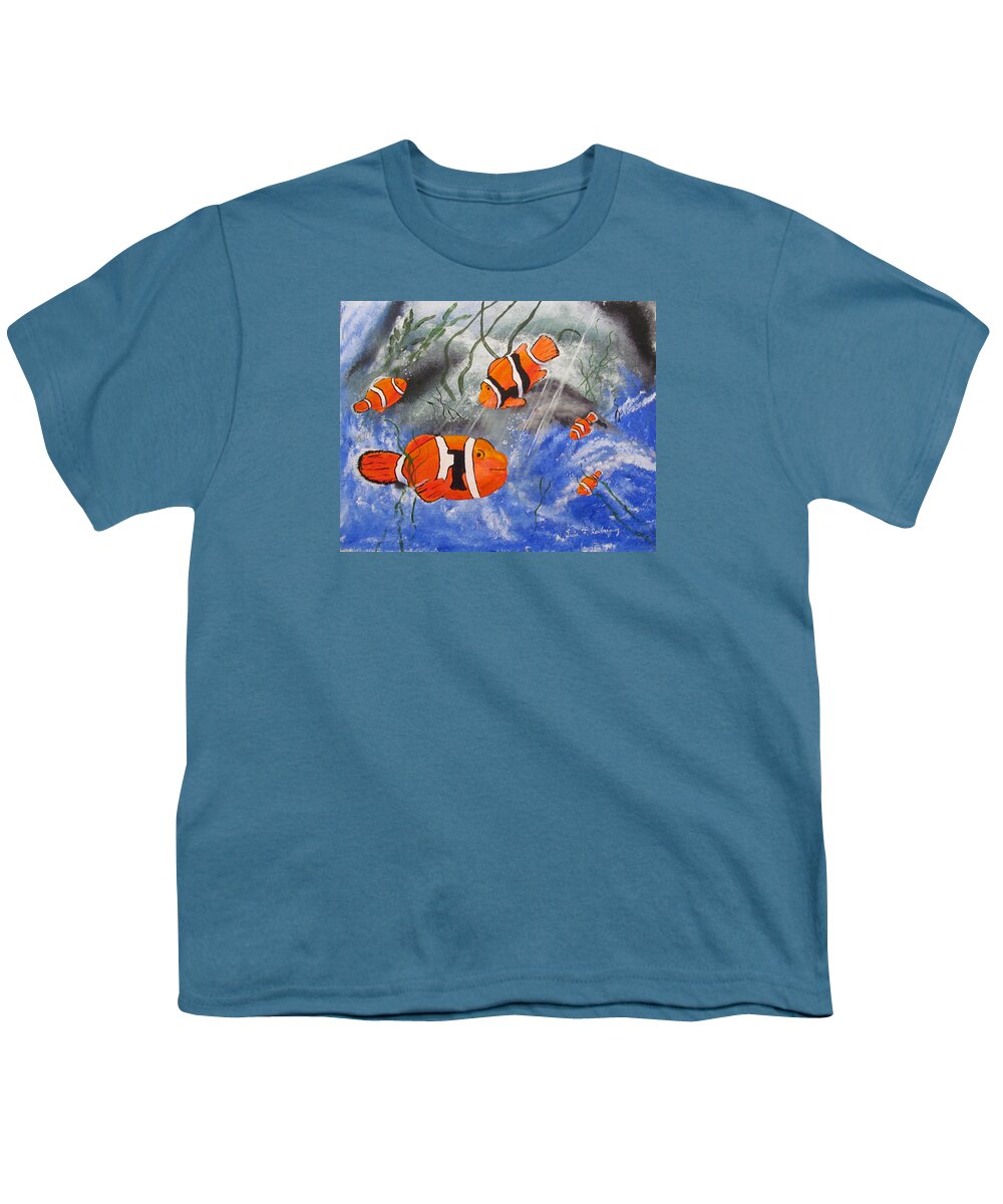 Clown Fish Youth T-Shirt featuring the painting Clown Fish II by Luis F Rodriguez