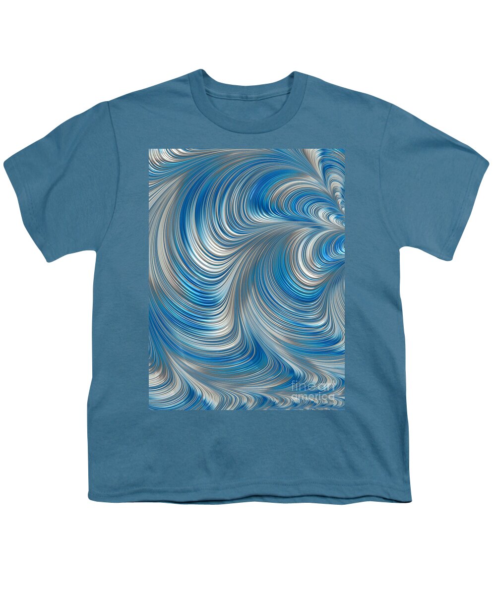 Cobolt Abstract Youth T-Shirt featuring the digital art Cobolt Flow by John Edwards