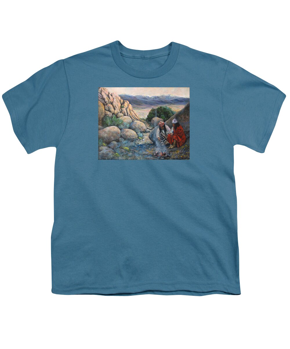 Paiute Indians Youth T-Shirt featuring the painting Discussion by Donna Tucker