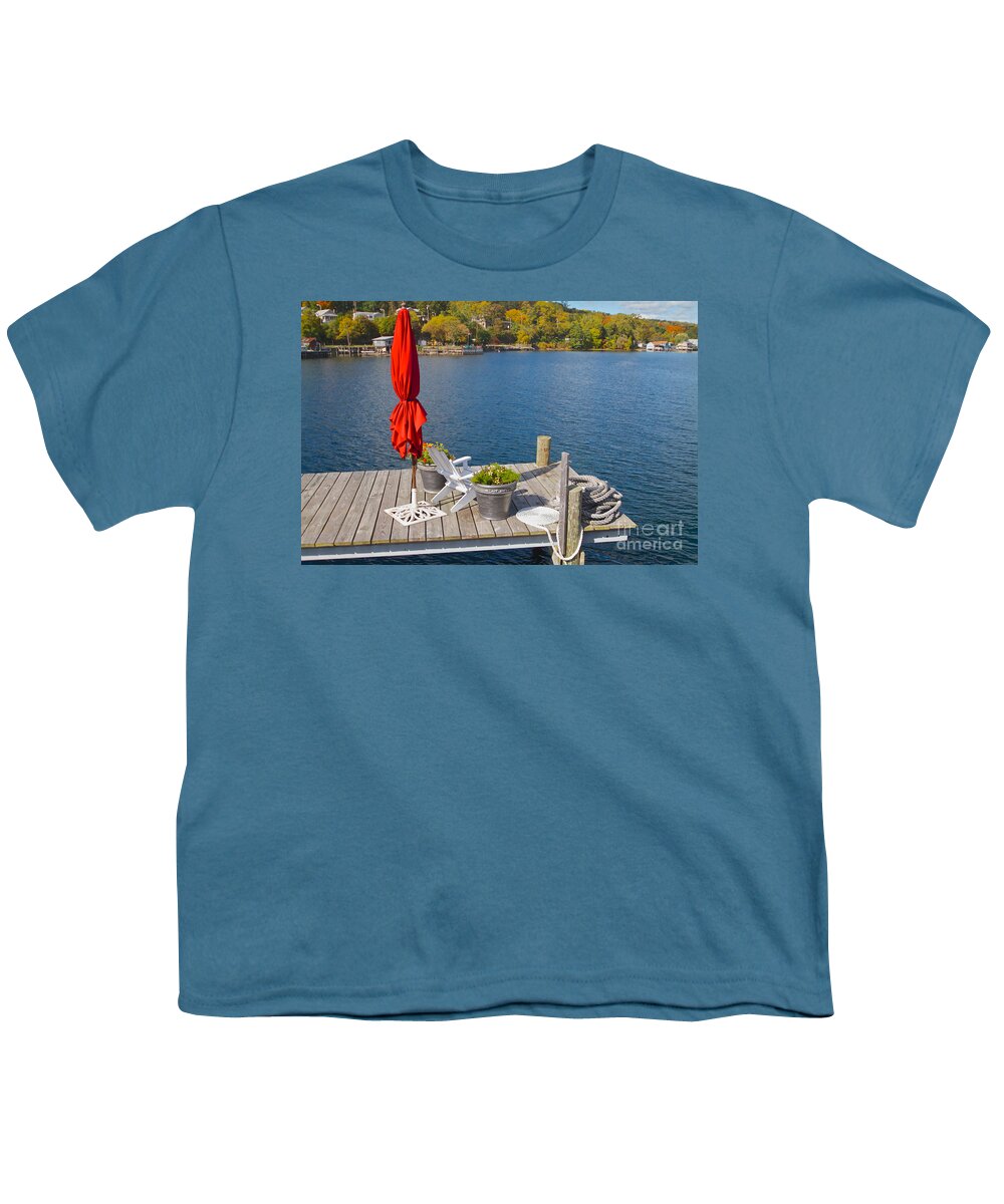 Watkins Glen Youth T-Shirt featuring the photograph Dock by the Bay by William Norton