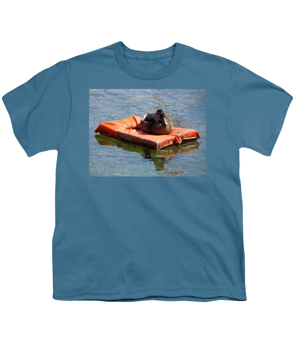 Ducks Youth T-Shirt featuring the photograph Duck Water Safety by David T Wilkinson