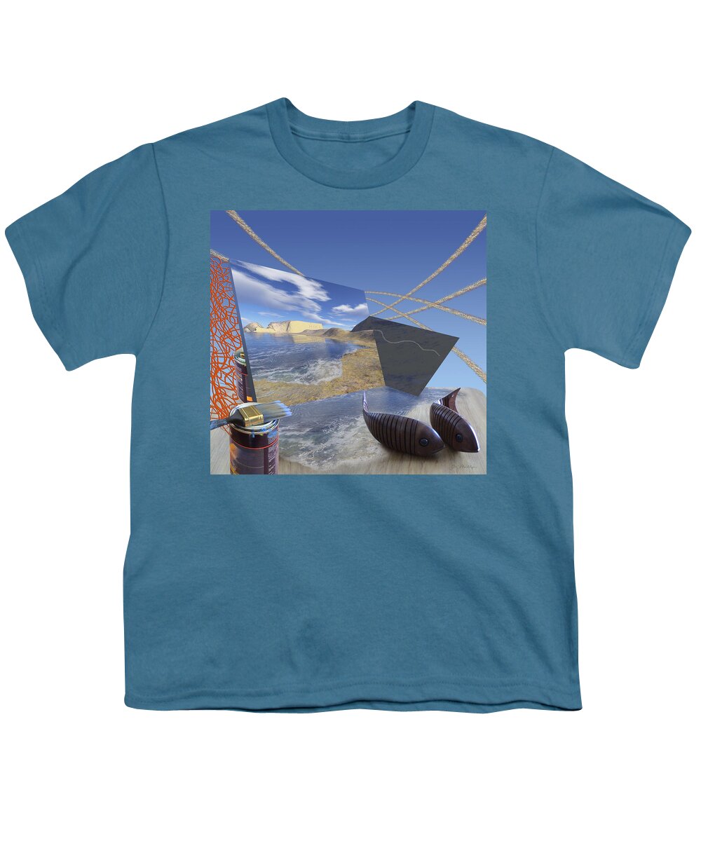 Fishing Youth T-Shirt featuring the digital art Fishing With Paint by Jennifer Kathleen Phillips