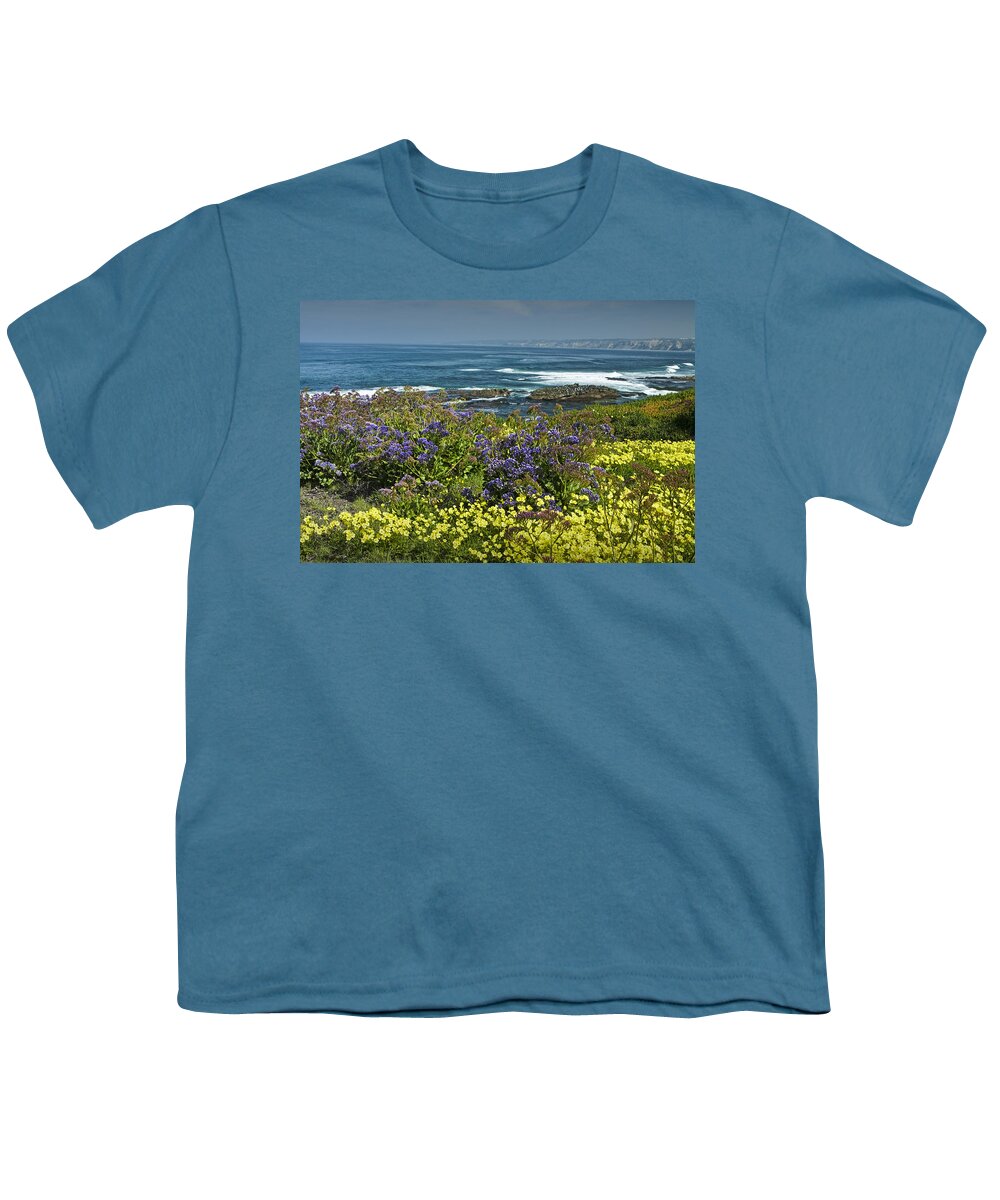 Ocean Youth T-Shirt featuring the photograph Flowers along the shore at La Jolla California No.0202 by Randall Nyhof