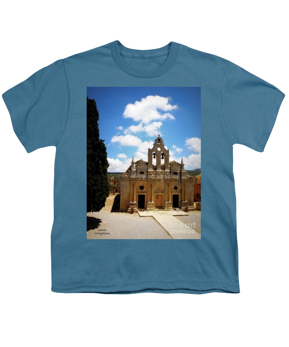 Holy Monastery Of Arkadi Youth T-Shirt featuring the photograph Holy Monastery of Arkadi by Lainie Wrightson